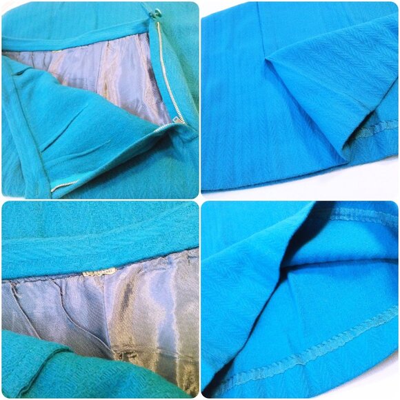 Vintage 60s Wiggle Pencil Skirt Lady-L(12) Union Wool Asymmetrical Kick Pleat - Picture 8 of 11